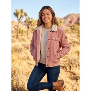 Roxy Desert Sands Pink Corduroy Sherpa Jacket Small